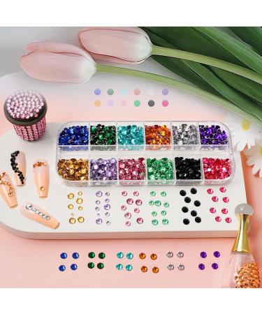 Canvalite Nail Rhinestones 2 Boxes Flatback Nail Gems 6 Sizes nail charms rhinestones for nails craft makeup with Rhinestones Picker and Tweezers for nail art decorations (AB & Clear & Mix Color) - Buy Online on GoSupps.com