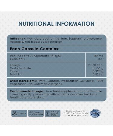 Ambrosial Iron+ 25mg Pack of 1-120 Capsules 120 Count (Pack of 1) - Buy Online on GoSupps.com