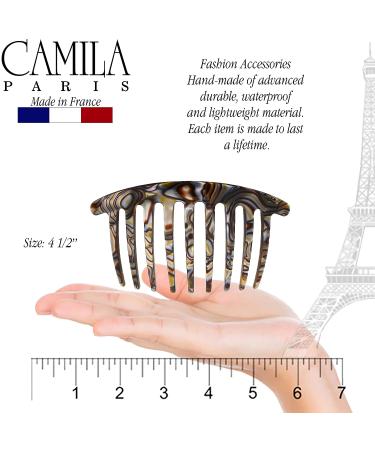 Camila Paris CP3182 French Handmade Onyx Side Comb for Women - Strong Hold Hair Clip for Bun Up-Do Styling - Made in France - Buy Online on GoSupps.com