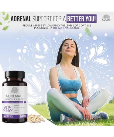 Better Place Supplements Adrenal Health & Support - 60 Capsules | Non-GMO Formula with L-Tyrosine & 200mg Ashwagandha | Supports Energy Focus Fatigue Relief (1) - Buy Online on GoSupps.com