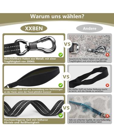 X Xben 20m Dog Tow Lines - Robust Reflective Leash with Lockable Carabiner for Small & Medium Dogs - 2cm Width Perfect for Training & Running - Buy Online on GoSupps.com