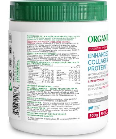 Organika Enhanced Collagen Protein Essential Aminos - Complete Essential Amino Profile for Muscle Growth and Recovery Joint Support and Skin Hydration - Grass Fed Unflavoured - 500g 50 Servings 500 g (Pack of 1) - Buy Online on GoSupps.com