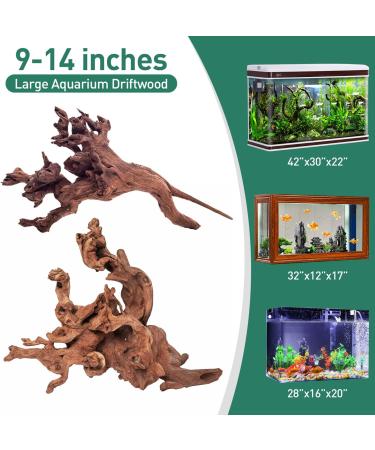 Natural Driftwood Aquarium Decor - Assorted Branches for Reptile/Fish Tank (2 Pack, 9-14 inch) - Buy Online on GoSupps.com