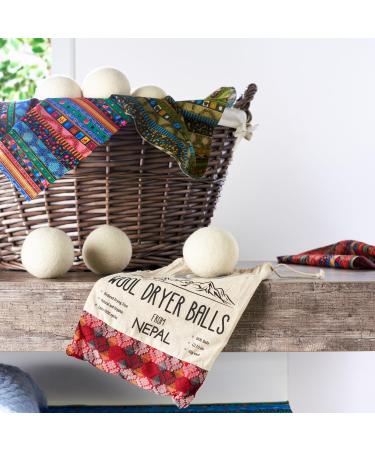 6 XXL Organic Merino Wool Dryer Balls for Laundry | Handmade in Nepal | Reduces Drying Time | Reusable Fabric Softening Balls - 7.5cm 60g - Buy Online on GoSupps.com