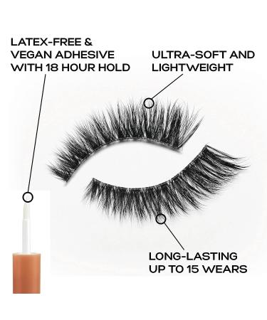 Eylure Luxe Cashmere No. 8 False Lashes 1 Pair Set - Black with Adhesive | 3 Piece Bundle - Buy Online on GoSupps.com