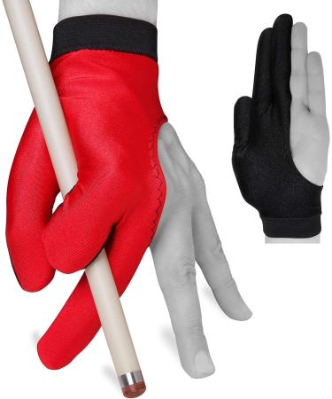 Fortuna Billiard Pool Cue Glove - Classic Two-Colored - Left Hand - Red/Black - Size Medium/Large - Buy Online on GoSupps.com