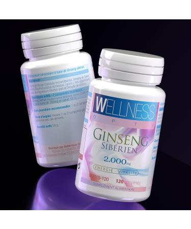 WELLNESS OPTI Siberian Ginseng - 120 Tablets - Natural Energizer for Two Months Use - Daily Dose 2000 mg - Support Your Daily Activity and Mental Performance - Buy Online on GoSupps.com