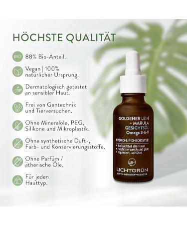 Buy Lichtgr n Bio Omega 3 6 9 Facial Oil 30ml | Anti-Aging Care with Organic Oils | Natural & Vegan Phyto Active | Soothes Sensitive Skin - Buy Online on GoSupps.com
