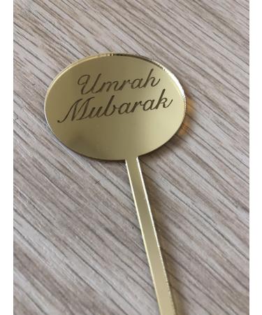 8 Pcs Gold Umrah Mubarak Cupcake Discs Acrylic Reusable Umrah Mubarak Cupcake Toppers Umrah Cake Decoration Party Decorations UK.