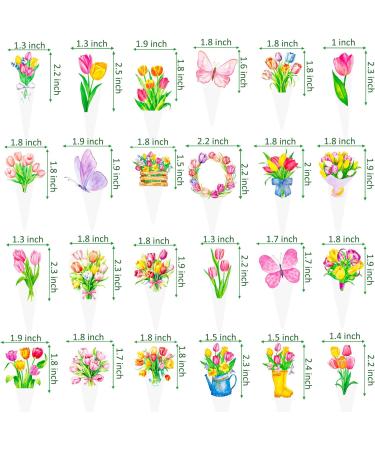 Tulips Cupcake Toppers 48Pcs Tulip Party Decorations Spring Flower Party Supplies Spring Tulips Cupcake Picks for Spring Mother's Day Decorations - Buy Online on GoSupps.com