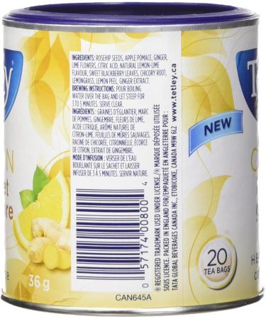 Tetley Care Lemon Ginger Herbal Tea - 20 Tea Bags 36 Grams Naturally Caffeine Free Ginger Lemon - Buy Online on GoSupps.com