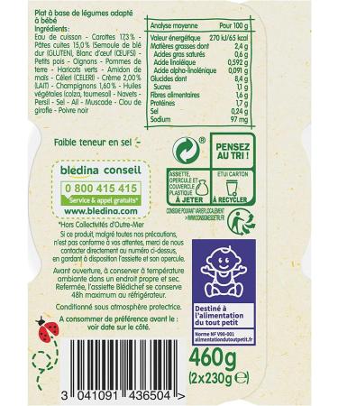 Bl dina - Bl dichef - Repas B b 12 Mois - 8 Plats B b - Spaghetti Cr me de L gumes - Faible Teneur en Sel - D s 12 Mois - 8 Assiettes de 230g Spaghetti L gumes 460 g (Lot de 4) - Buy Online on GoSupps.com