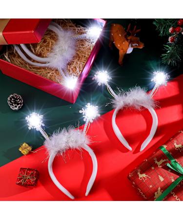Weewooday 2 Pieces Carnival Light up Snowflakes Head Boppers Feather Snowflake Headbands with White Flashing LED Lights Women Girls Hair Bands White Headdress Snowflake Hair Accessories for Party - Buy Online on GoSupps.com