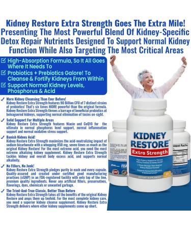 Kidney Cleanse Detox & Repair - Created by Kidney Health Expert Living w/Transplant - US Made Kidneys Support Supplement for Detox Flush Renal Vitamins & Renal Restoration 90 Capsules 90 Count (Pack of 1) - Buy Online on GoSupps.com