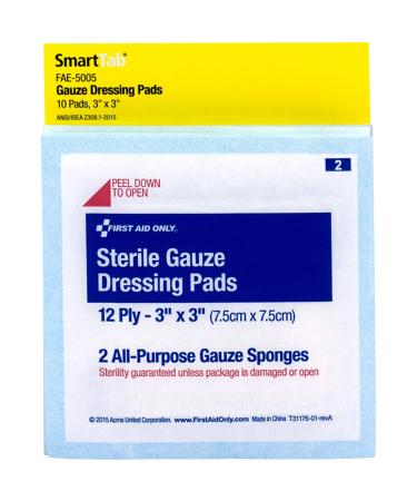 First Aid Only Sterile Gauze Dressing Pads 3 x 3 5 Count (Pack of 6)