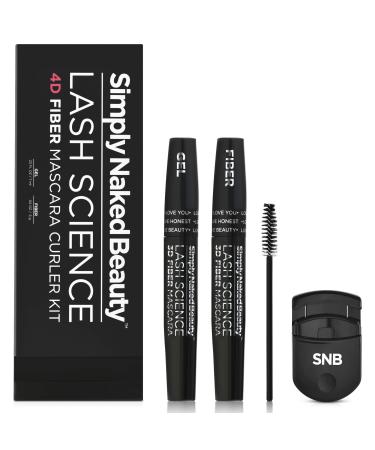 4D Fiber Mascara Eyelash Curler Kit - Lengthening  Volumizing  Smudge-proof & Water Resistant - Long Lasting & Dramatic Lash Extension Mascara - Certified Hypoallergenic & Cruelty Free Best Mascara