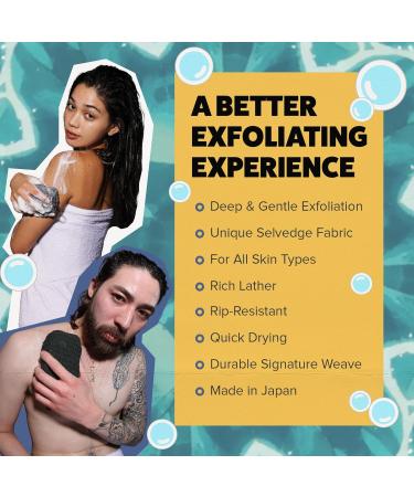 GOSHI Exfoliating Shower Sponge - Rip-Resistant Rapid-Drying Bath Sponge for All Skin Types - Grey - Made in Japan - Shop Internationally - Buy Online on GoSupps.com