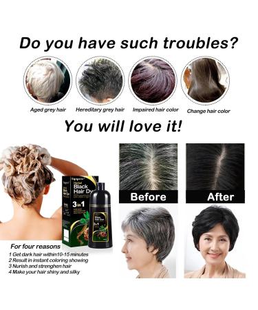 Buy Herbal Hair Dye Shampoo 3 in 1 for Gray Hair - 17oz/500ML (Black) | Effective Gray Coverage Natural Ingredients - International Shipping Available - Buy Online on GoSupps.com