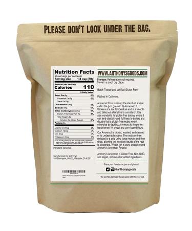 Anthony's Arrowroot Flour 5 lb - Gluten Free, Non-GMO, Batch Tested - 5 Pound Pack - Buy Online on GoSupps.com