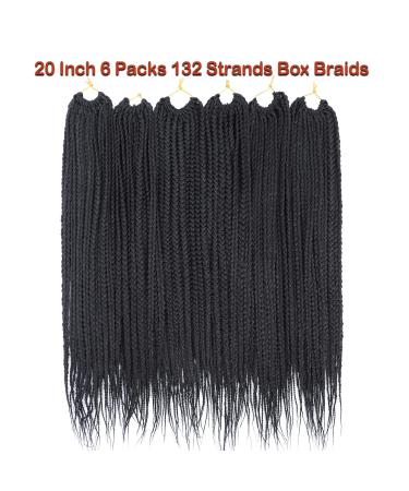 20 Inch Box Braid Crochet Hair for Black Women - 6 Packs Small Knotless Box Braids Extensions - Pre Looped Crochet Braids (1B) - Buy Online on GoSupps.com