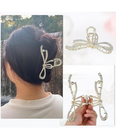 VOCOSTE Hair Clip Classic Rhinestone Bow Tie Hair Clip for Women Gold Tone - Buy Online on GoSupps.com