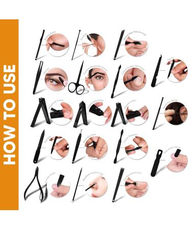 Kichly 18-Part Manicure Set for Women & Men | Nail Tools & Accessories | Travel Case Included | Nail Clippers & Scissors (Orange/Black) - Buy Online on GoSupps.com