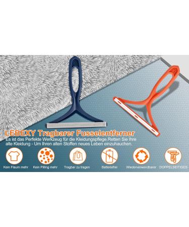 Lebexy Portable Lint Remover - 2-Pack Orange & Blue | Efficient Lint Razor & Fuzz Shaver for Clothing Coats Carpets & Pet Hair - Buy Online on GoSupps.com