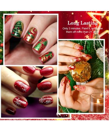 INPING Christmas Gel Polish Set - Santa Red Green Gold Xmas Nail Polish - UV/LED Soak Off - Glitter Long-lasting Gift - 3 PCS x 8ml/0.27oz - Buy Online on GoSupps.com
