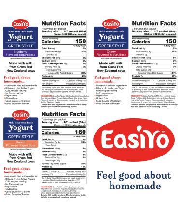 EasiYo Greek Style Yogurt Base Fruit Variety 6-pack | Live Cultures for Homemade Yogurt | Use with EasiYo Maker | Grass Fed Milk from New Zealand - Buy Online on GoSupps.com