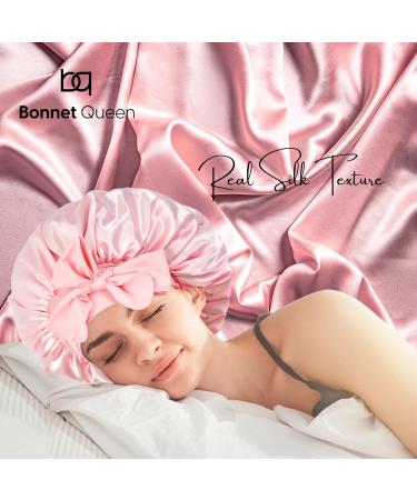 Bonnet Queen Satin Silk Sleeping Cap - Adjustable Mr. Bonnarhauben Night Hair Care Protection for Curly Long Hair - Smooth & Breathable in Pink - Buy Online on GoSupps.com