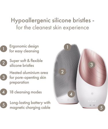Geske SmartApappguided Sonic Thermo Facial Brush | 6-in-1 Skin Cleaning & Face Massage Device | Electric Facial Cleaning Brush with Heat Function | Starlight - Buy Online on GoSupps.com