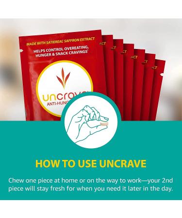 UnCrave Anti-Hunger Gum with Satiereal Saffron Extract - Control Cravings for Healthy Weight Management - Rich Cinnamon Flavor - 4 Boxes, 7 Packs Each - Buy Online on GoSupps.com