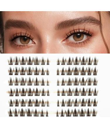 Lankiz manga cluster eyelashes brown individual eyelashes DIY eyelash extensions fake lashes natural eyelash clusters individual lashes manga-style-04 brown