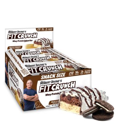 FITCRUNCH Snack Size Protein Bars, Designed by Robert Irvine, World’s Only 6-Layer Baked Bar, Just 3g of Sugar & Soft Cake Core (9 Count, Milk and Cookies) Milk and Cookies 9 Count (Pack of 1)