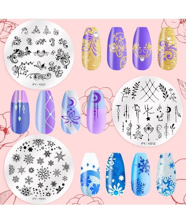 Ruijie Nail Art Stamping Set - 12 Templates with Snowflakes for Stunning Manicure Designs - Nail Transfer Tools for Creative Nail Art - Buy Online on GoSupps.com