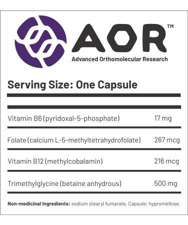 AOR - Max Methyl 517mg 90 Capsules - Combination of TMG Trimethylglycine Vitamin B6 P5P Vitamin B12 Methylcobalamin and Folic Acid Supplement - Methylation Support Supplement and Co-Factors - Buy Online on GoSupps.com