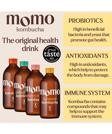 8 x Fresh 330ml Bottles MOMO Kombucha Drink Organic - Kombucha Tea Probiotic Drink - Variety Pack Mixed Variety 8 Pack - Buy Online on GoSupps.com
