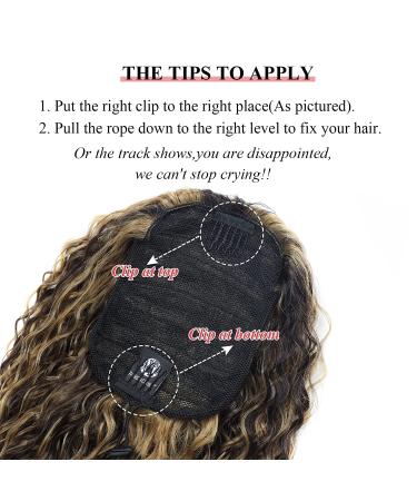 30-Inch Thick Curly Drawstring Ponytail Extensions - Chocolate Brown & Honey Blonde Highlights - Buy Online on GoSupps.com