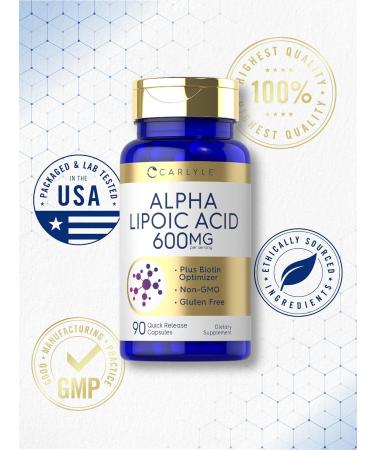 Carlyle Alpha Lipoic Acid 600mg with Biotin | Non-GMO Gluten-Free | 90 Capsules - Premium Supplement for Energy & Antioxidant Support - Buy Online on GoSupps.com