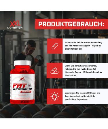 XXL Nutrition FAT Metabolic Support Black Edition - Fat Burner for Weight Loss & Appetite Control - 120 Capsules - Buy Online on GoSupps.com