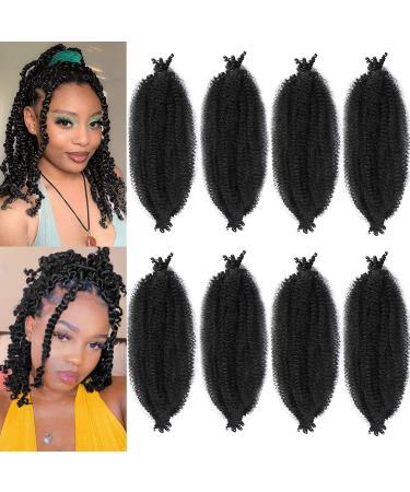 8 Packs Springy Afro Twist Hair 1B 16 inch Pre-Separated Kinky Marley Twist Braiding Hair Soft Synthetic Crochet for Distressed Faux Locs Spring Twist Hair Extensions for Women (16 Inch (Pack of 8) 1B) 16 Inch (Pack ...