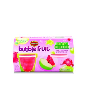 Del Monte Bubble Fruit Snack Cup, Sour Apple Watermelon, 4 Ounce Cups (Pack of 4)