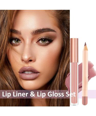 Nude Liquid Lipgloss & Lip Liner Set - Long Lasting & Waterproof Lip Stain Kit - Buy Online on GoSupps.com