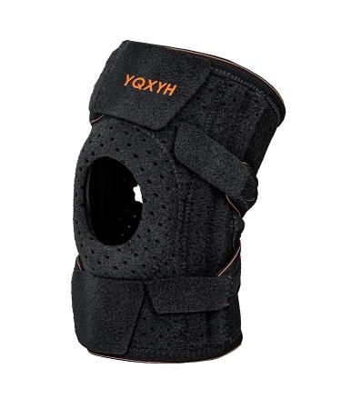 Knee Brace for Women & Men Knee Brace with Side Stabilizers Adjustable Compression Knee Patellar Pad Tendon Support Sleeve Brace Knee Braces for Knee Pain Meniscus Tear ACL Arthritis (Black) Black Carbon Fiber