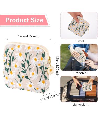 TIESOME Daisies Sanitary Napkin Storage Bag 2 Pcs Embroidery Menstrual Cup Pouch Cotton Soft Period Holder Bag Portable Tampon Holder Pad Pouch Period Kit Bag for Women Teen Girls - Buy Online on GoSupps.com