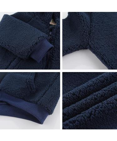 Cartoon Fleece Hooded Jacket for Newborn Infant Baby Boys Girls | Warm Toddler Kids Coat with Ears | Zipper Up | Navy Blue | 0-6Y - Buy Online on GoSupps.com