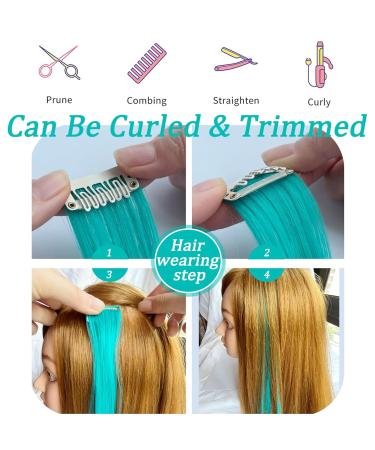 XirrwWh 9-Piece 21-Inch Clip-In Hair Extensions for Women - Multicolored Turquoise Party Highlights & Accessories - Buy Online on GoSupps.com