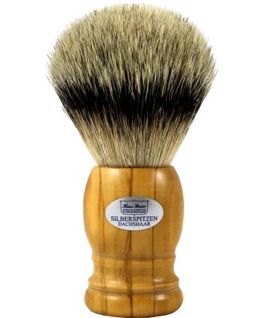Hans Baier Exclusive Shaving Brush Silver Tip Olive Wood - Size 3 Size 3