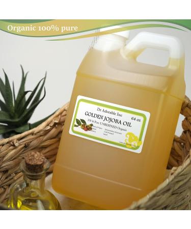 Dr Adorable 64 oz Jojoba Oil - 100% Pure Organic Cold Pressed | Unrefined Natural Skin & Hair Care - Buy Online on GoSupps.com