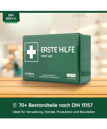 Complete DIN 13157:2021 First Aid Package - Basic Plus with Wall Bracket Registration Block Guide & Seal Sticker - Ideal for Company Associations - Buy Online on GoSupps.com